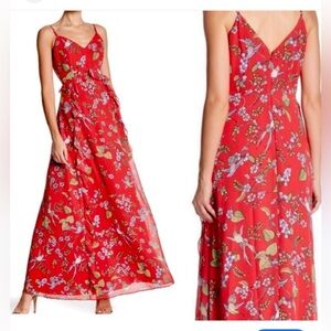Nanette Lepore NWT size 14 crimson crush print tropical maxi dress